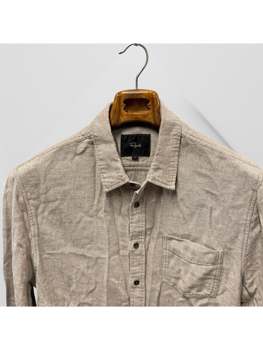 Rails Lennox Shirt Tumbleweed Melange Size L Soft Brushed Button Cotton Rayon